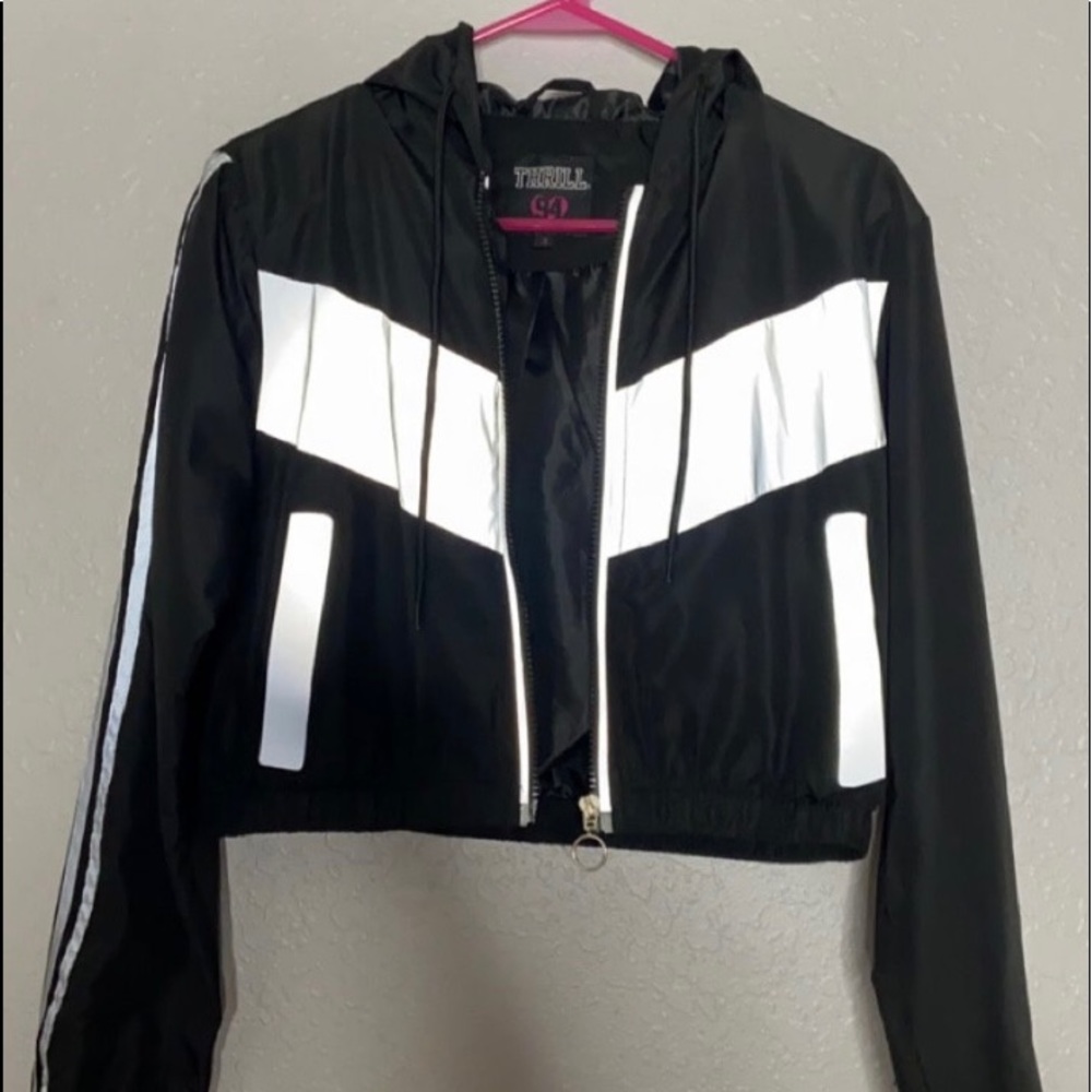 Black with gray crop top jacket